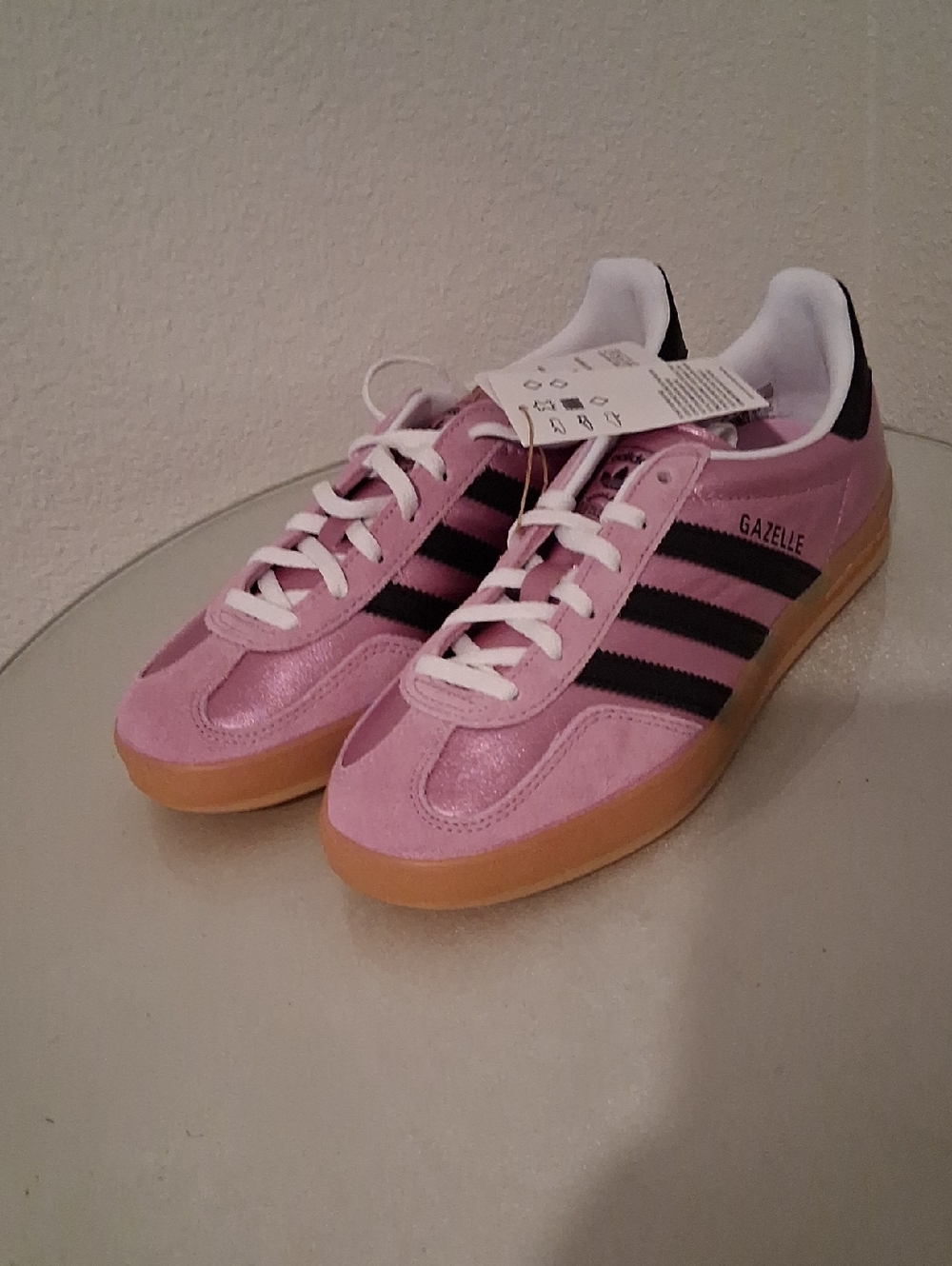 adidas Gazelle Women’s Pink Suede Sneakers with Black Stripes